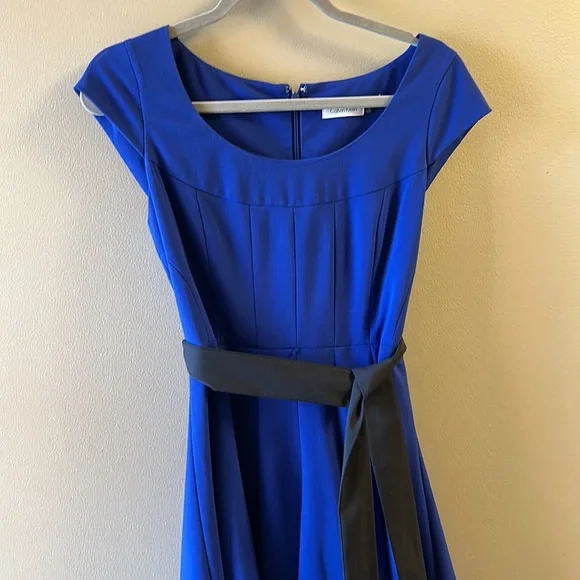 Calvin Klein | Dresses | Electric Blue Fit And Flare Dress | Poshmark
